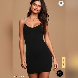 NWT Lulu's Simply Sultry Black Ribbed Bodycon Mini Dress